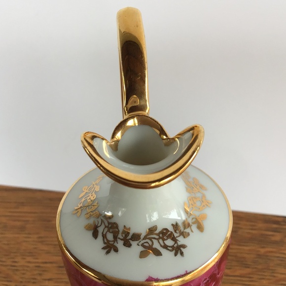 Vintage Porcelaine Limoges France Vase Courting Couple Gold Miniature Pitcher - Picture 2 of 9